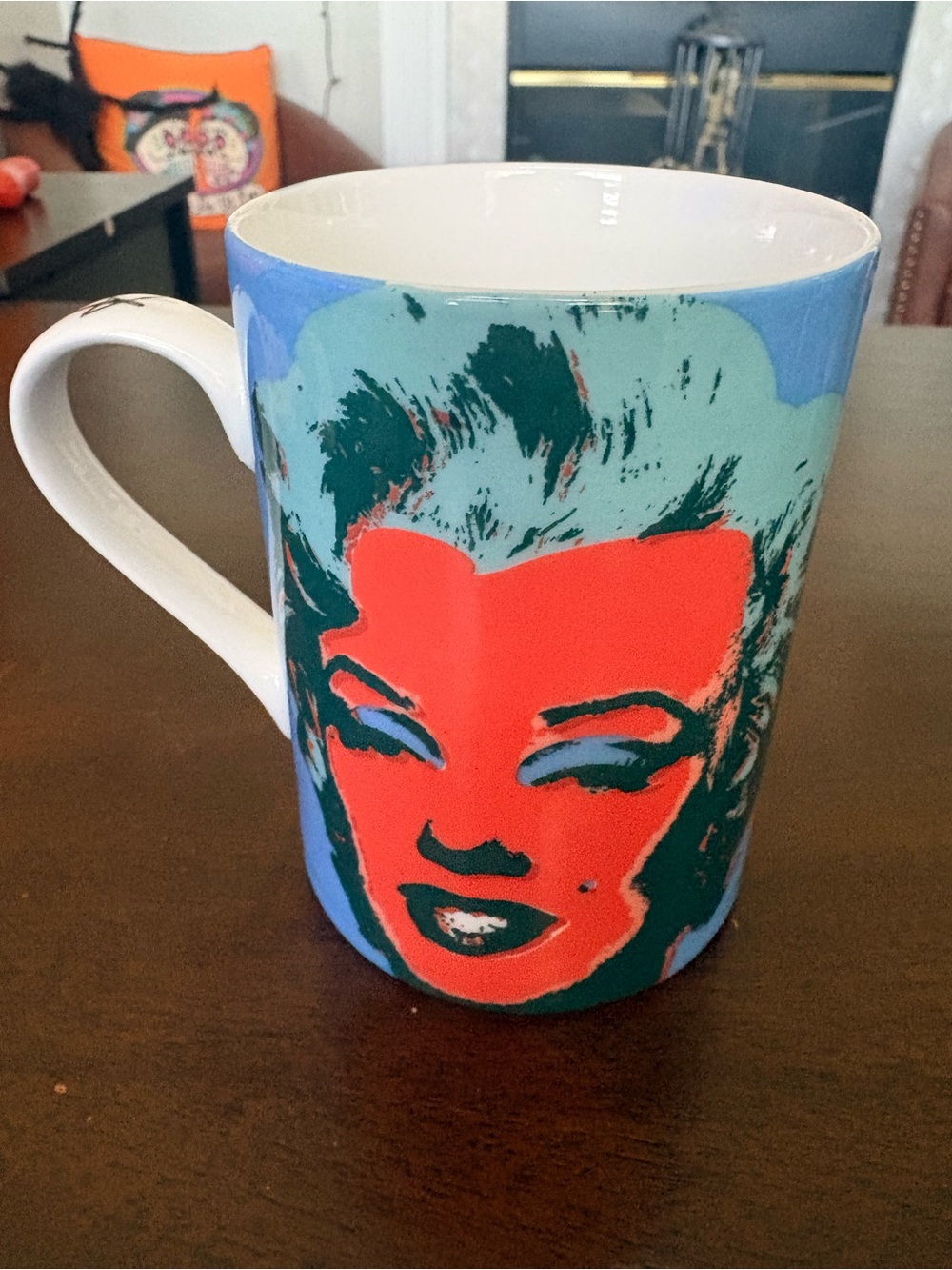 Pop-Art Andy Warhol Marilyn Monroe Ceramic Coffee Mug in Red & Teal